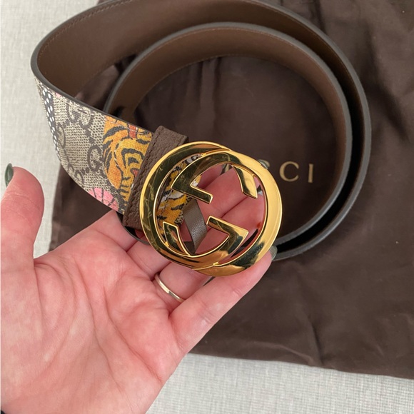 Gucci Interlocking G Belt - GG Supreme Bengal Print Beige - Picture 4 of 7